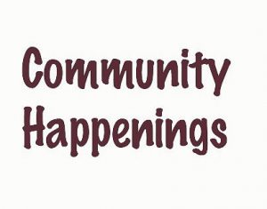 An image with the words "Community Happenings."