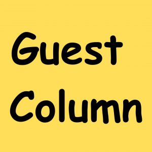 A yellow block with the words in black reading "Guest Column"