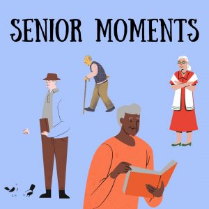 Several illustrated representations of senior citizens can be seen in a light blue background.